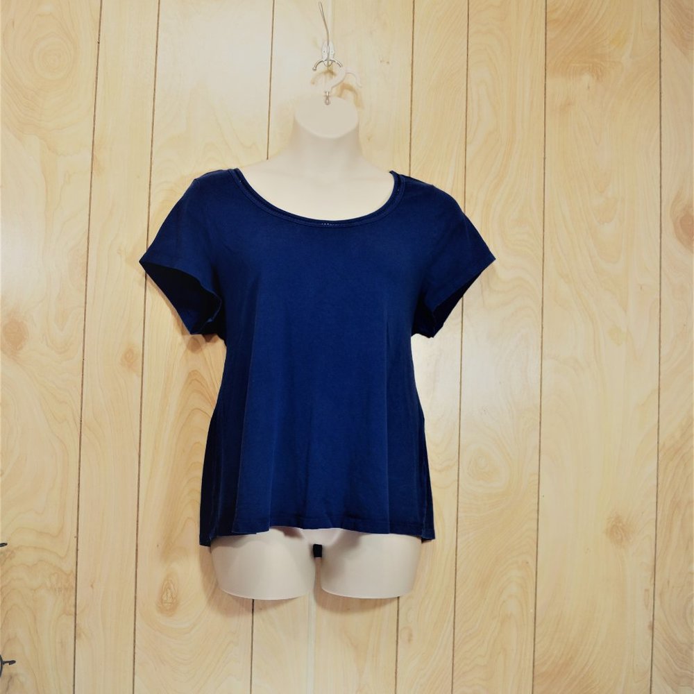 Penningtons Navy Blue Tee with Lattice Neck